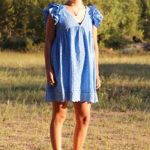Blue eyelet romper